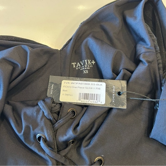 Anthropologie x Tavik Women's Black Roan Ribbed Lace Up Swimsuit, size XS - Picture 8 of 8